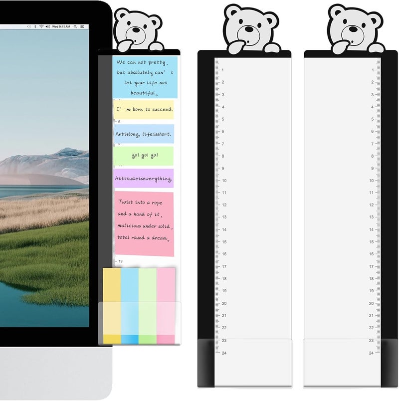 Zcxbeh Office Desk Accessories 2pcs Multifunction Computer Monitor Memo Board - Office Supplies for Women Men Computer Sticky Note Holder Home Decor (Bear cub Monitor Memo Board) - Image 1